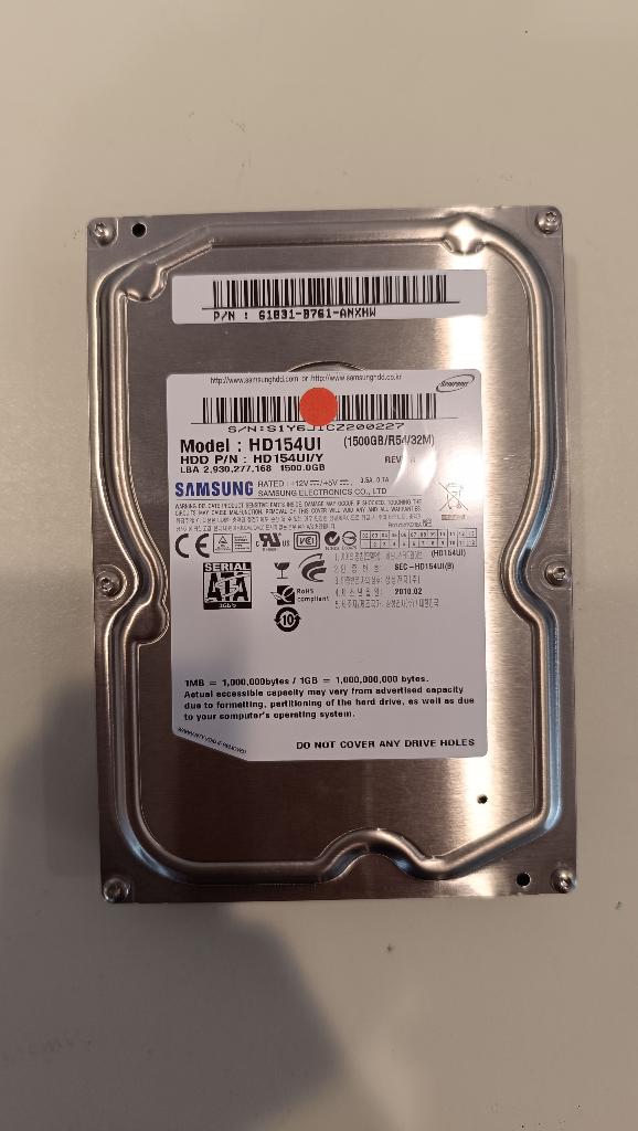Samsung Spinpoint HD154UI (Oranje sticker betekent leeg), Computers en Software, Harde schijven, Gebruikt, Desktop, HDD, USB, Ophalen