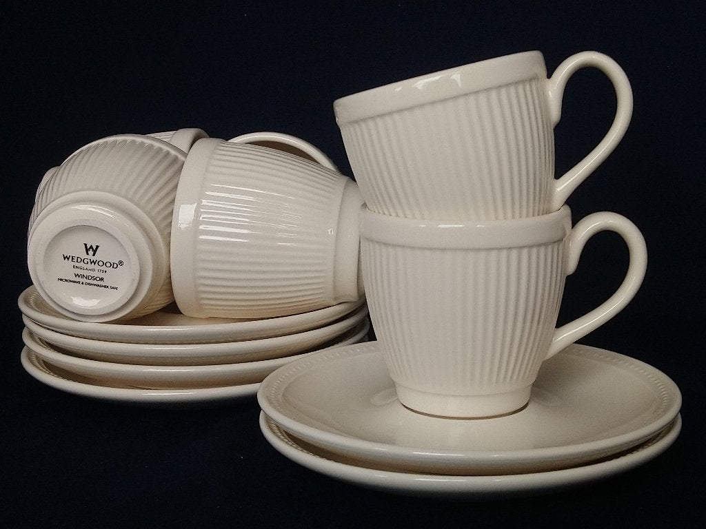 Wedgwood Windsor - 6 koffiekopjes en schotels, Huis en Inrichting, Keuken | Servies, Klassiek, Ophalen of Verzenden, Zo goed als nieuw