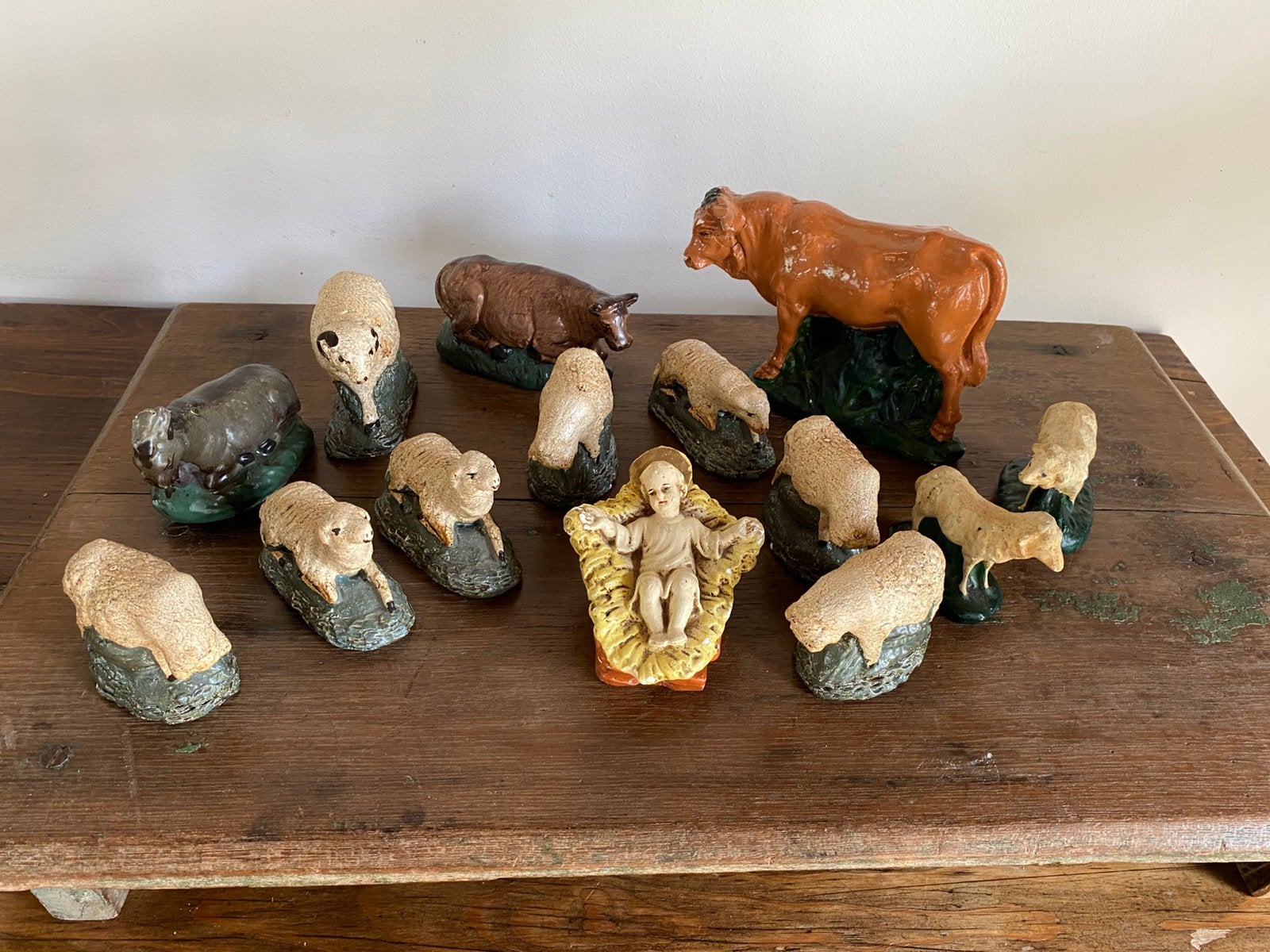 Vintage set diverse kerststal beeldjes, Diversen, Ophalen of Verzenden, Gebruikt