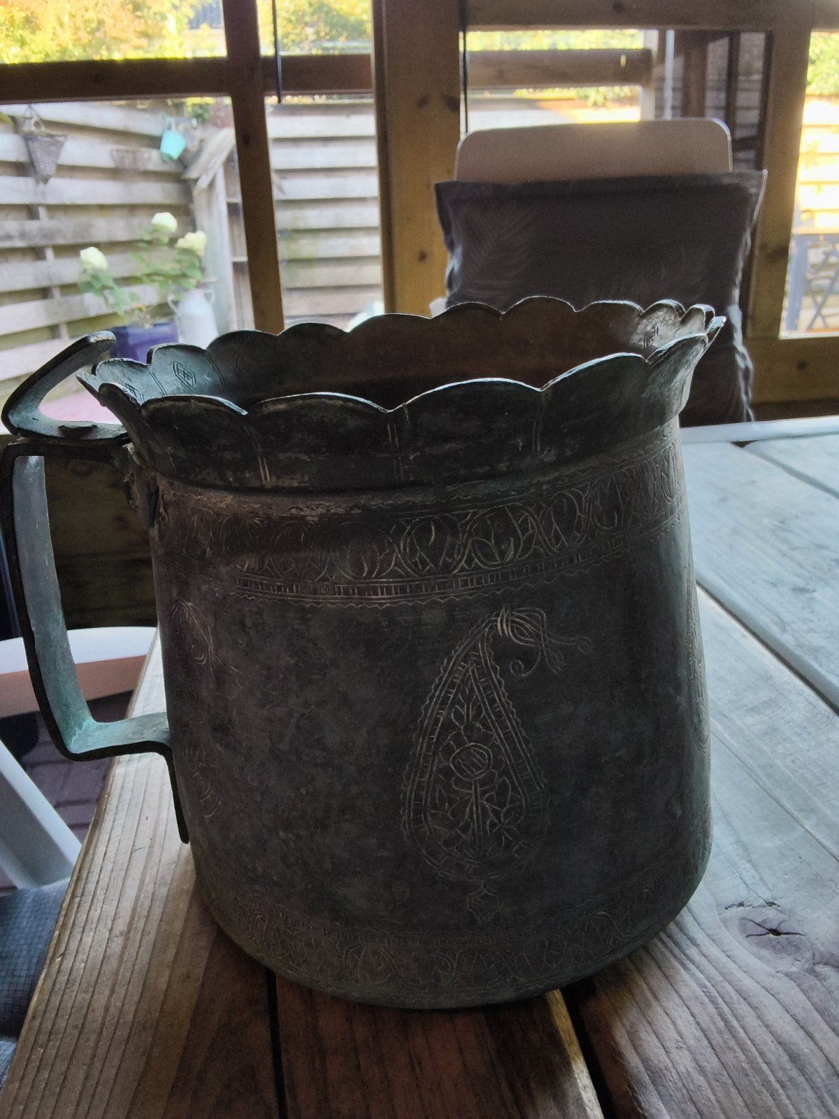 unieke antieke perzische koperen hamam emmer/pot, Antiek en Kunst, Ophalen of Verzenden