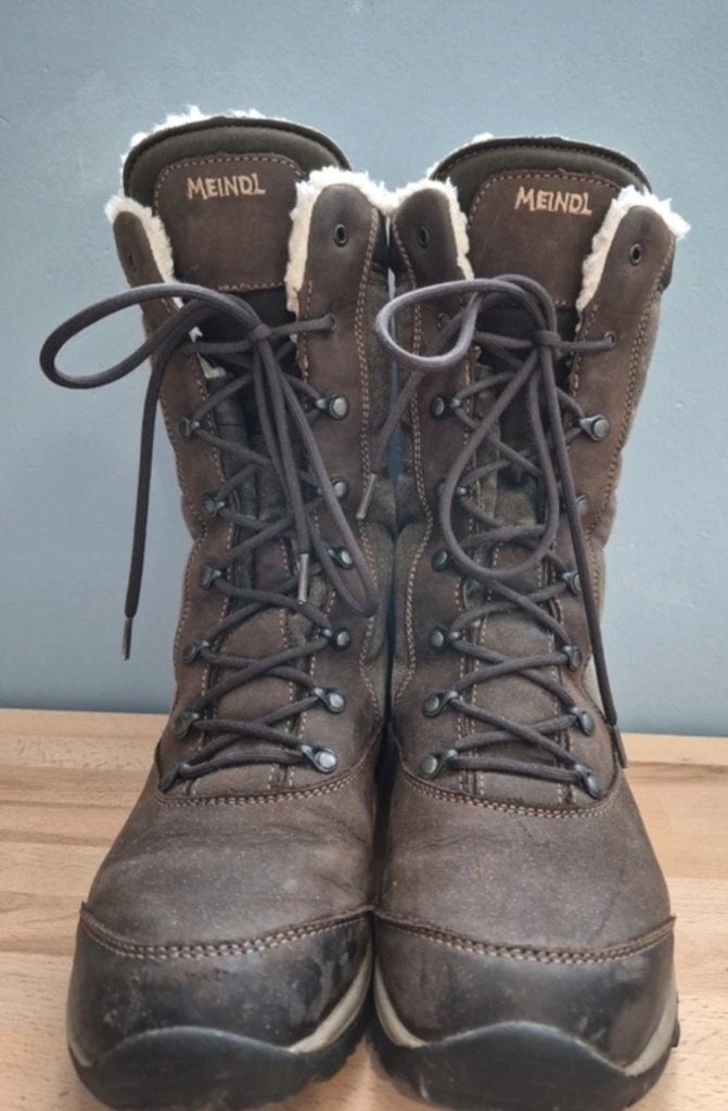 Meindl laarzen grey brown leder 41, Sport en Fitness, Ophalen of Verzenden, Zo goed als nieuw, Schoenen