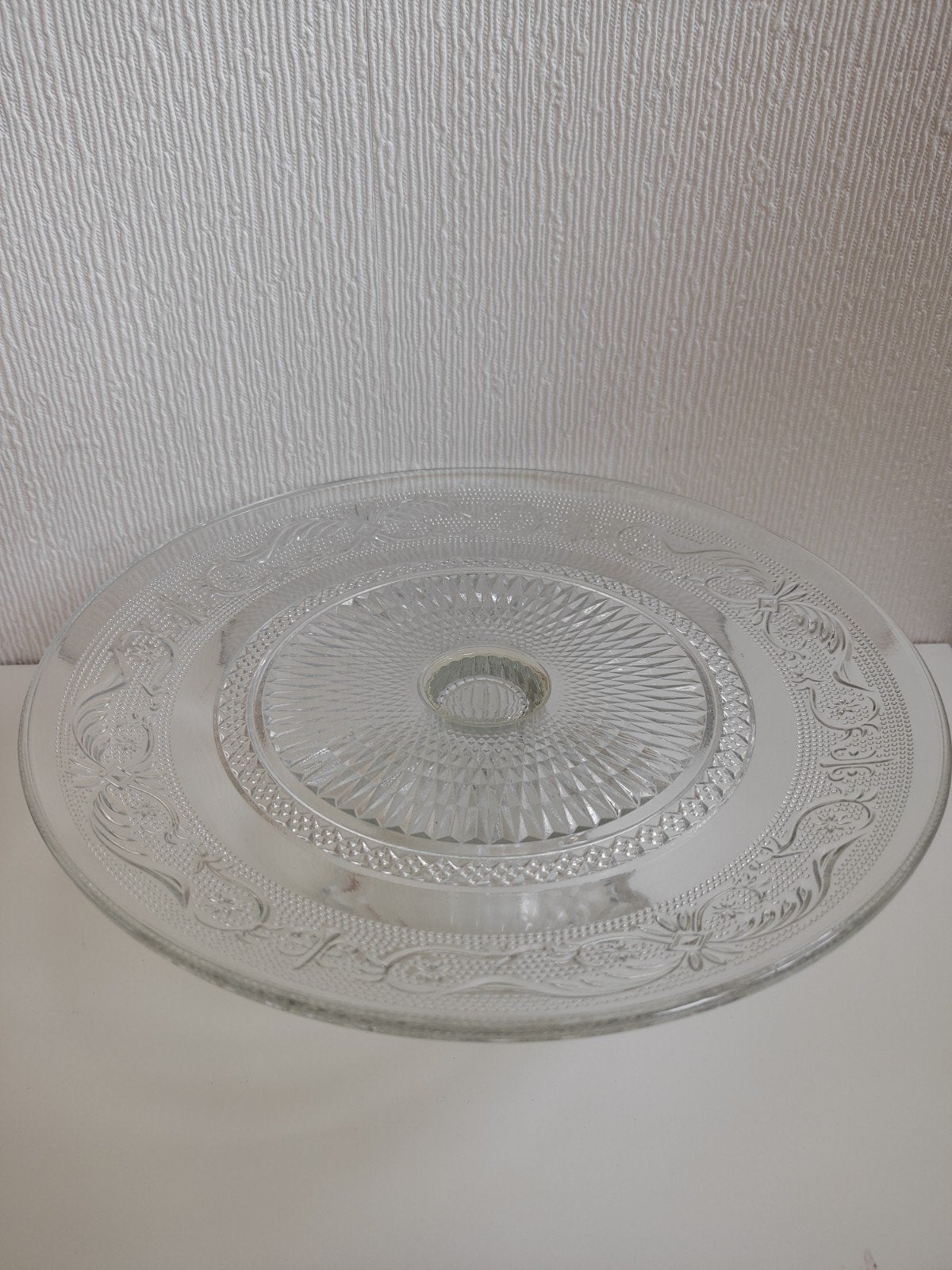 Glazen taart- of cupcakeplateau met motief - 25 cm OPHALEN, Ophalen, Nieuw, Glas