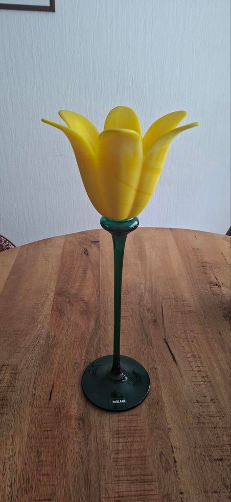 Parlane Gele Tulp Vaas - Glas, Huis en Inrichting, Ophalen, Geel, Minder dan 50 cm, Glas