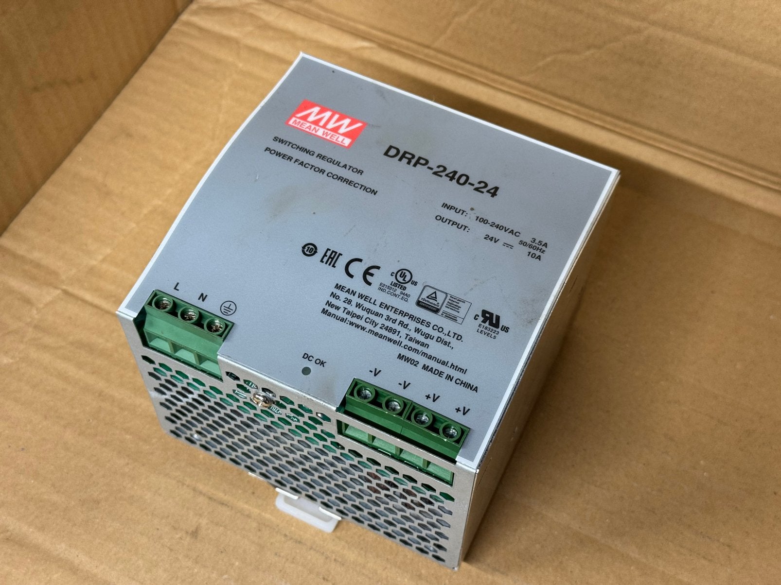 Mean Well DRP-240-24 Voeding 24V 10A – nieuwstaat, Ophalen of Verzenden, Zo goed als nieuw
