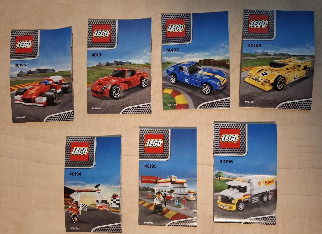 LEGO set 40190-40196: Ferrari sets (opgebouwd), Gebruikt, Overige thema's, Lego, Ophalen of Verzenden
