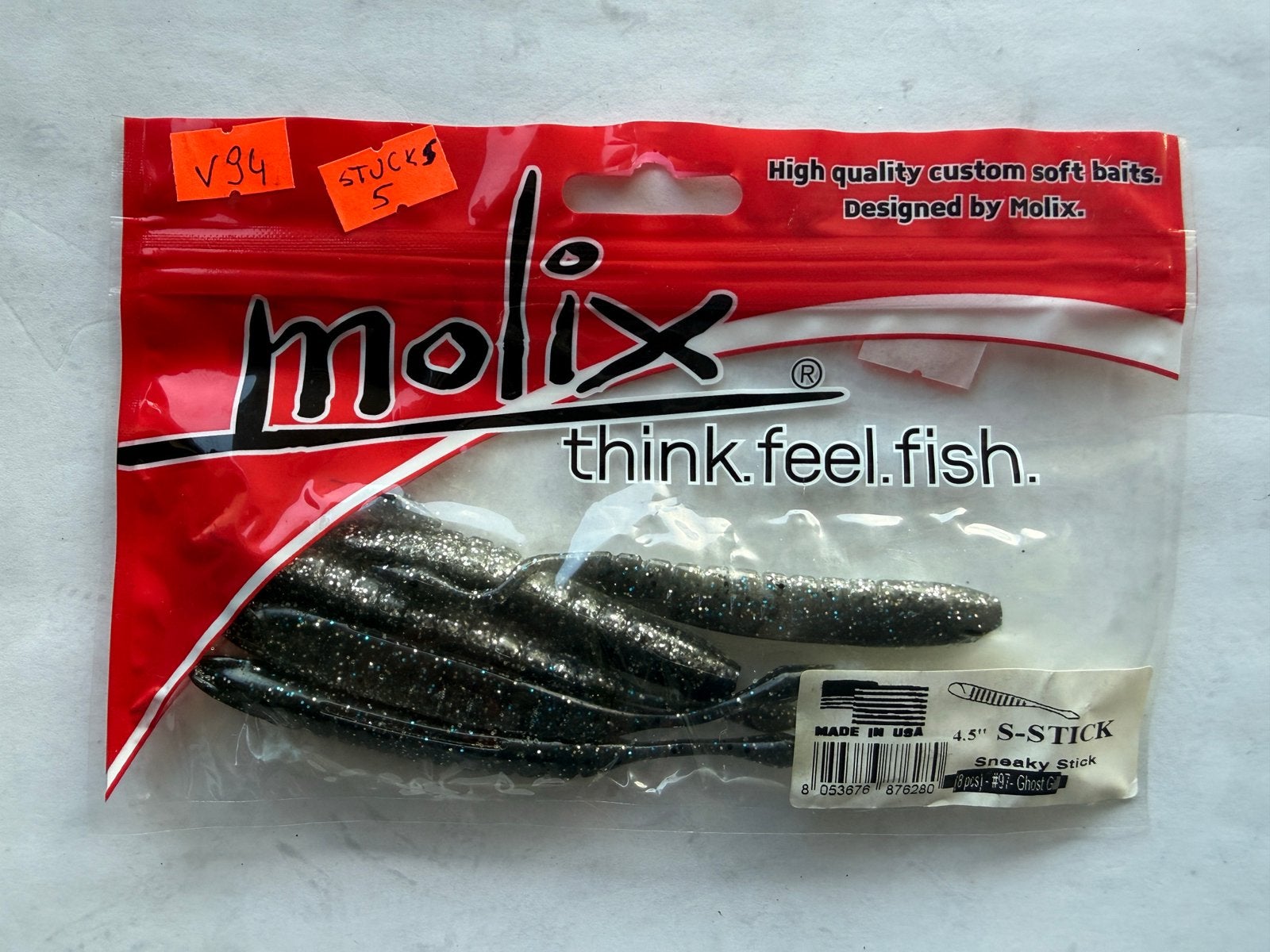 Molix S-Stick 4.5 inch 11,4cm 5 stuks V94, Watersport en Boten, Ophalen of Verzenden, Zo goed als nieuw, Overige typen