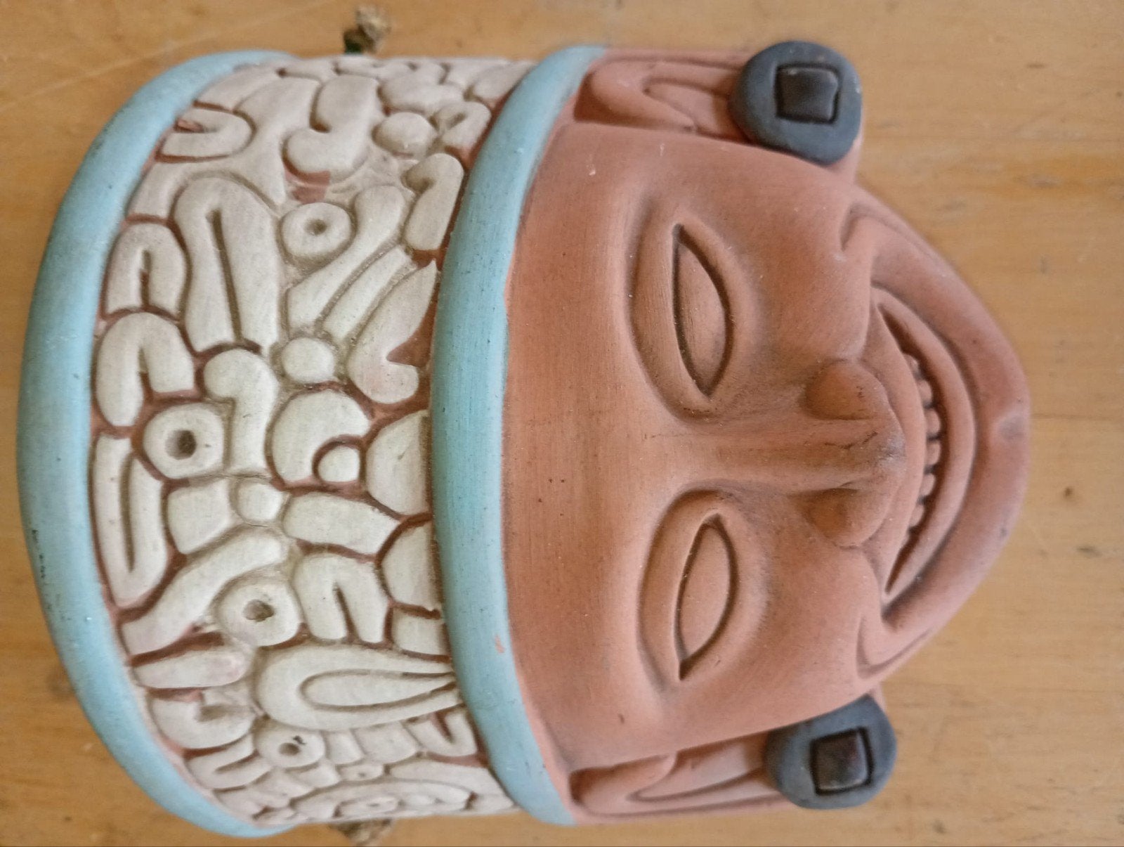 Vintage Mexicaans Terracotta Masker - Hecho en Mexico, Antiek en Kunst, Antiek | Keramiek en Aardewerk, Ophalen of Verzenden