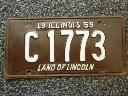 Kentekenplaat licenseplate Illinois 1959 USA, Verzenden, Gebruikt, Auto's