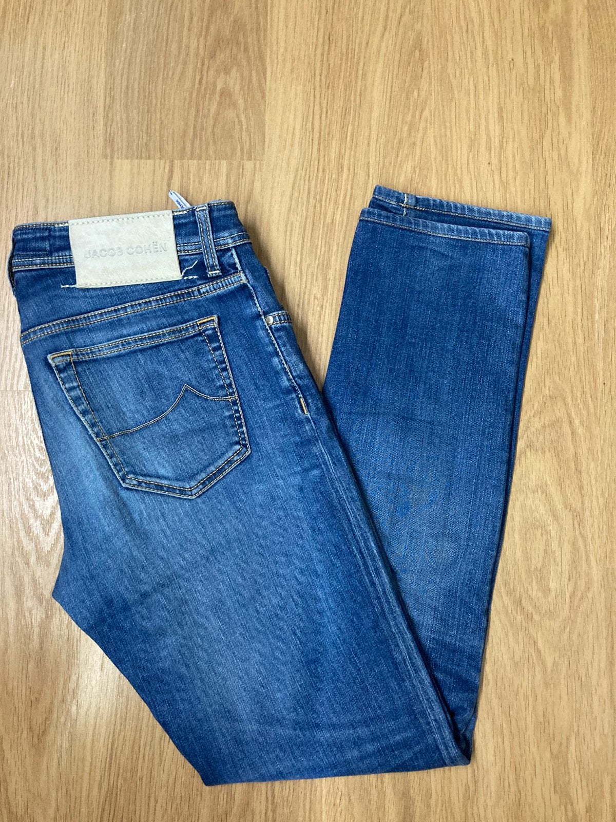 Jacob Cöhen Style BARD (J688) jeans - 32- Blue - White Patch, Blauw, W32 (confectie 46) of kleiner, Ophalen of Verzenden, Zo goed als nieuw