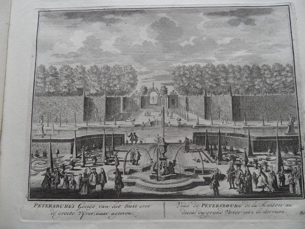 80 Nigtevecht Petersburg Kopergravure 1719, Antiek en Kunst, Ophalen of Verzenden