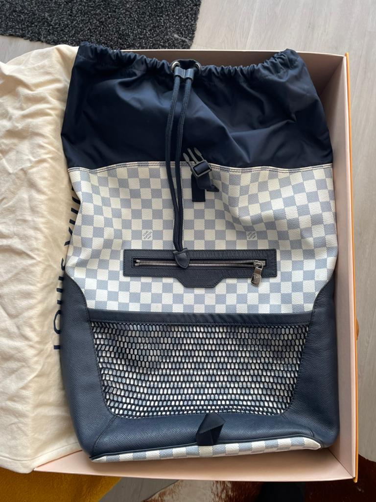 Louis Vuitton Rugtas Damien Azur met aankoopbon en doos, Sieraden, Tassen en Uiterlijk, Tassen | Rugtassen, 25 tot 40 cm, Ophalen of Verzenden