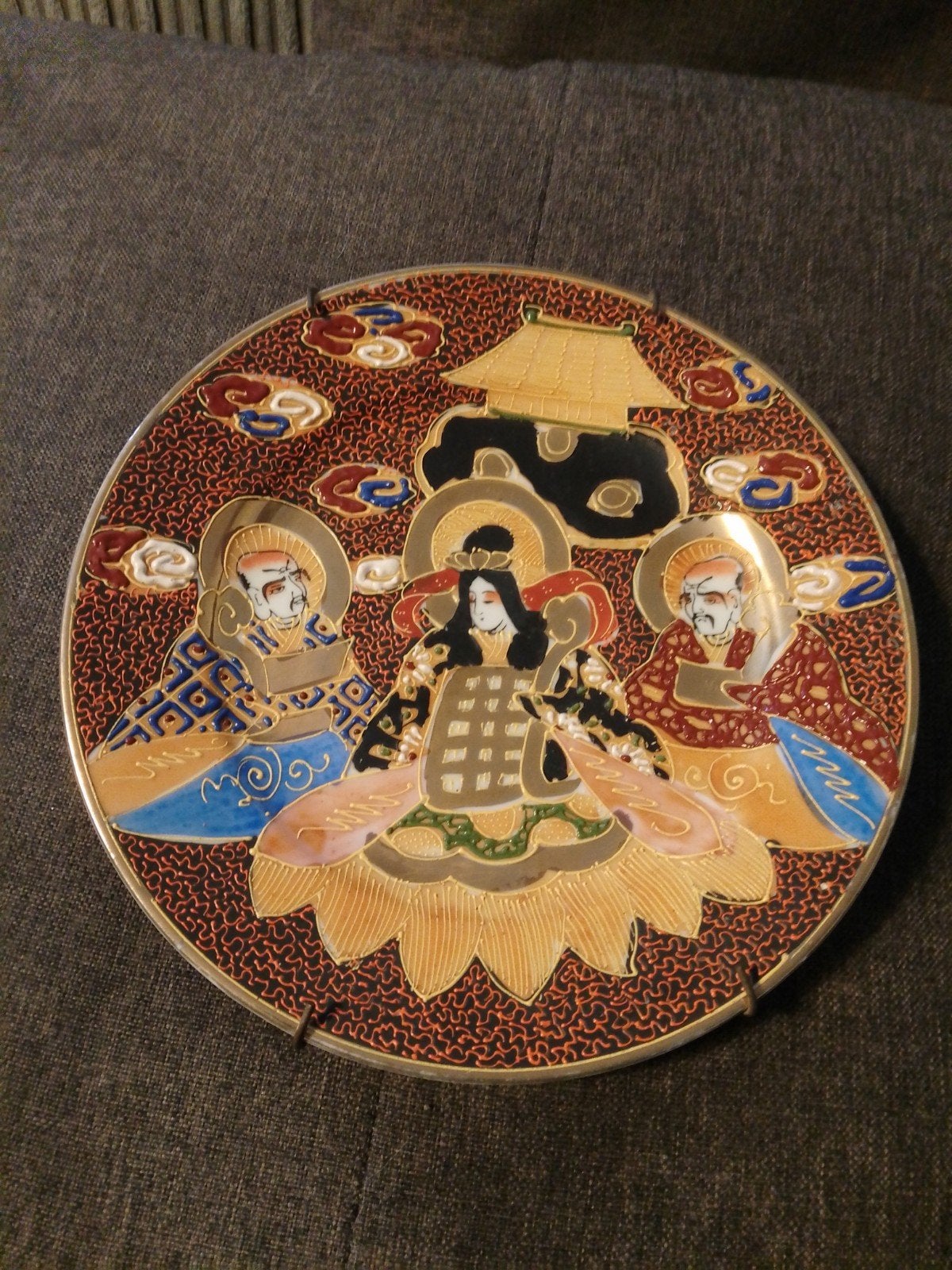 Antiek Japans Satsuma Aardewerk Decoratief Bord, Ophalen
