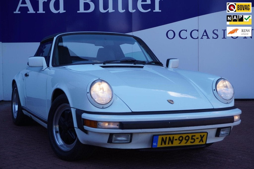 Porsche 911 Cabrio 3.2 G50 BAK Elek-Kap+Volleder+Airco = TOT, Auto's, Gebruikt, Cabriolet, Wit, Bedrijf