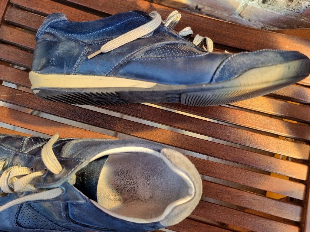 Van Leer heren schoenen maat 43-44 Bieden, Blauw, Van leer, Ophalen of Verzenden, Sneakers of Gympen