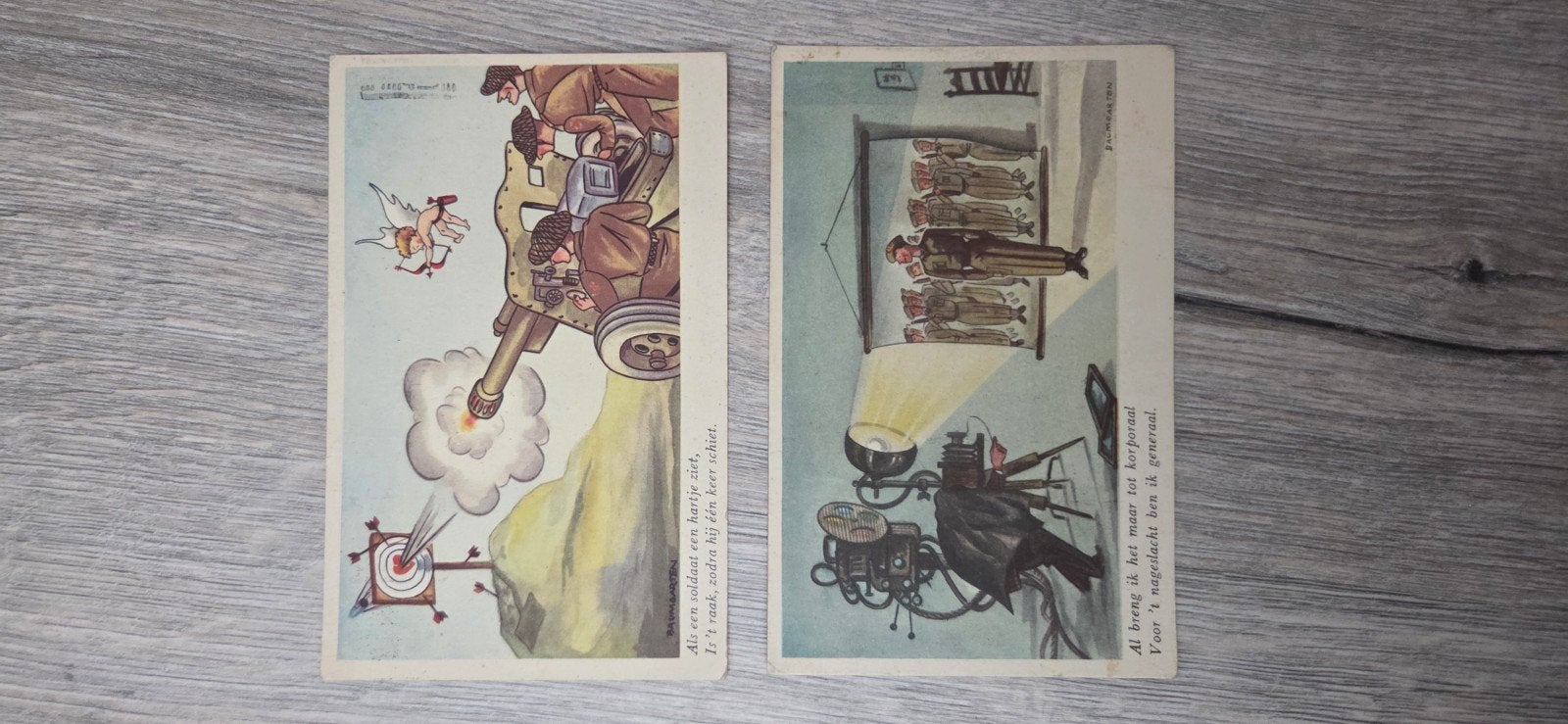 2 Oude Geïllustreerde Ansichtkaarten - Humoristische Scènes, Verzamelen, Ophalen of Verzenden