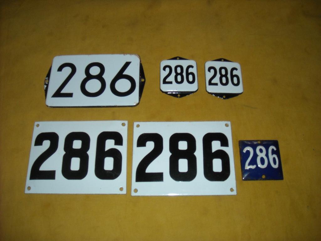 oud emaille huisnummer 286 ook 287 288 289 290 291 292 293 1, Antiek en Kunst, Antiek | Emaille, Ophalen of Verzenden