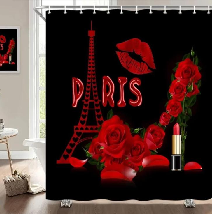 Douchegordijnen Valentijnsdag bloemen en liefde (180x200cm), Ophalen of Verzenden, Nieuw