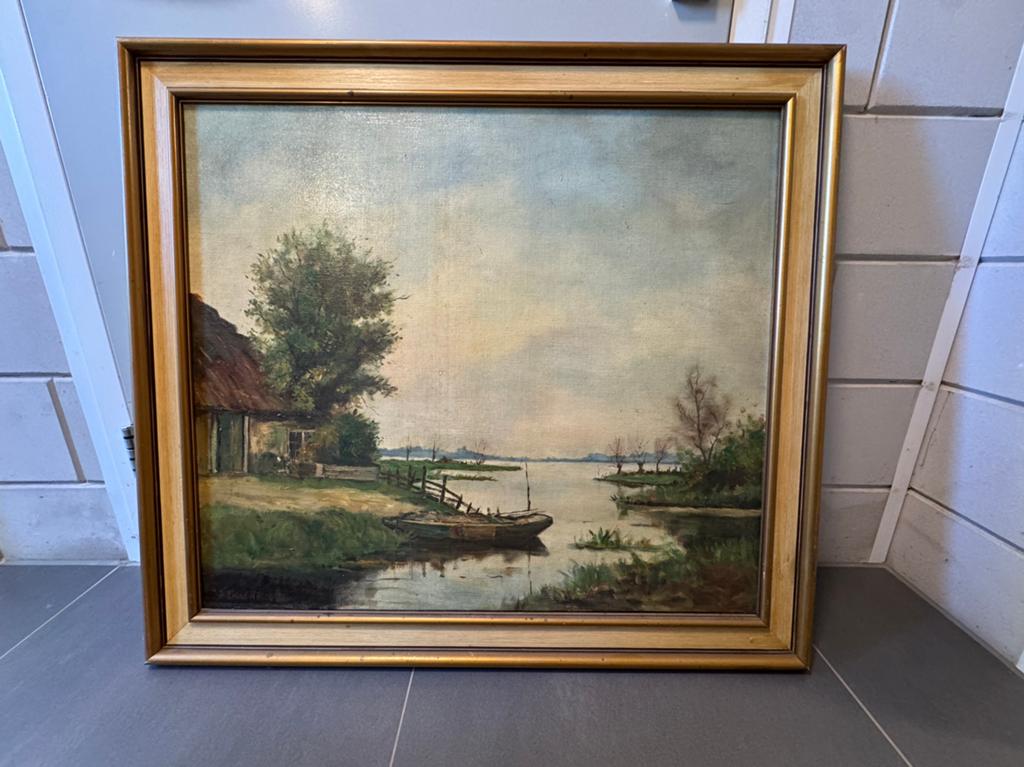 Schilderij Piet van Rhoon inclusief lijst te koop, Antiek en Kunst, Kunst | Schilderijen | Klassiek, Ophalen of Verzenden