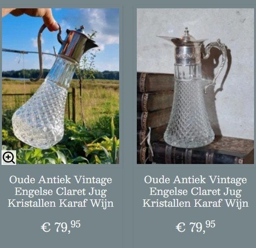 Oude vintage Engelse Claret Jug kristallen karaf wijnkaraf, Ophalen of Verzenden