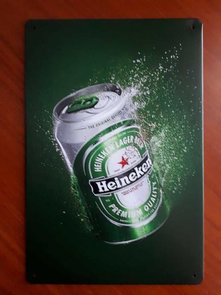 Heineken 20x30 cm Metalen Reclamebord, Verzamelen, Biermerken, Ophalen of Verzenden, Nieuw, Reclamebord, Plaat of Schild, Heineken