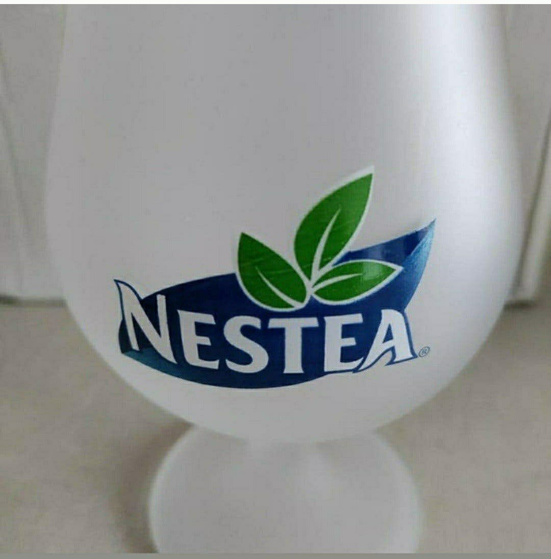 NESTEA,Ice-Tea glazen,glas,matglas,voet,bolvorm,20 cl,M15, Ophalen of Verzenden