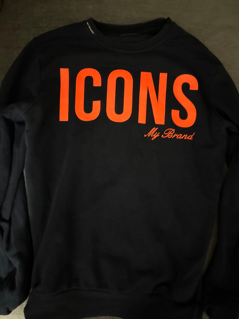 My Brand Icons Sweater Zwart/Oranje Maat S, Ophalen of Verzenden, Zo goed als nieuw, Maat 46 (S) of kleiner, Zwart