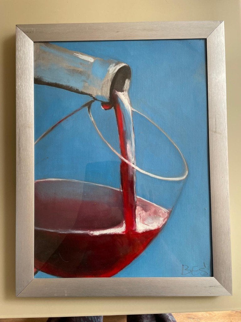 Vino 2, Ophalen of Verzenden, Achter glas, Olieverf, Stilleven