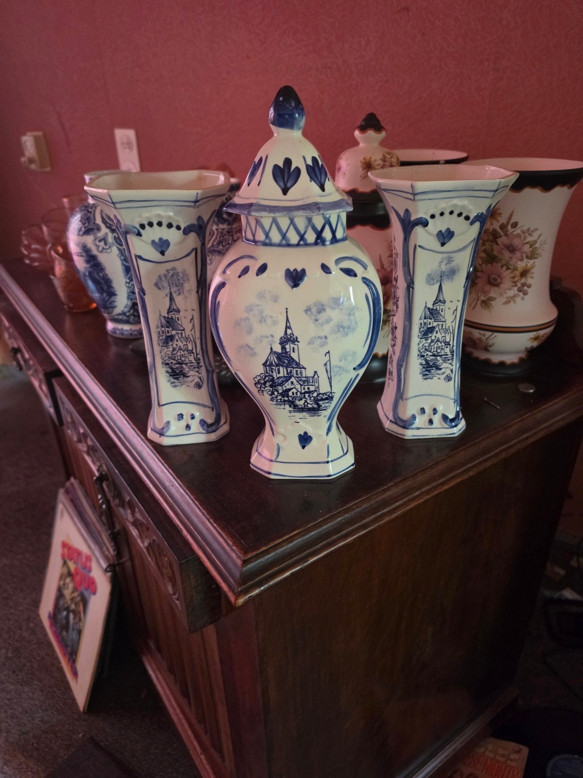Delfts Blauw Vazen en Pot - Handgeschilderd, Ophalen
