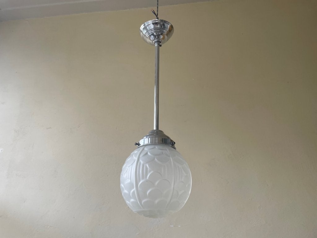 Lamp Hanglamp matglas art deco 1930 Frans, Ophalen of Verzenden