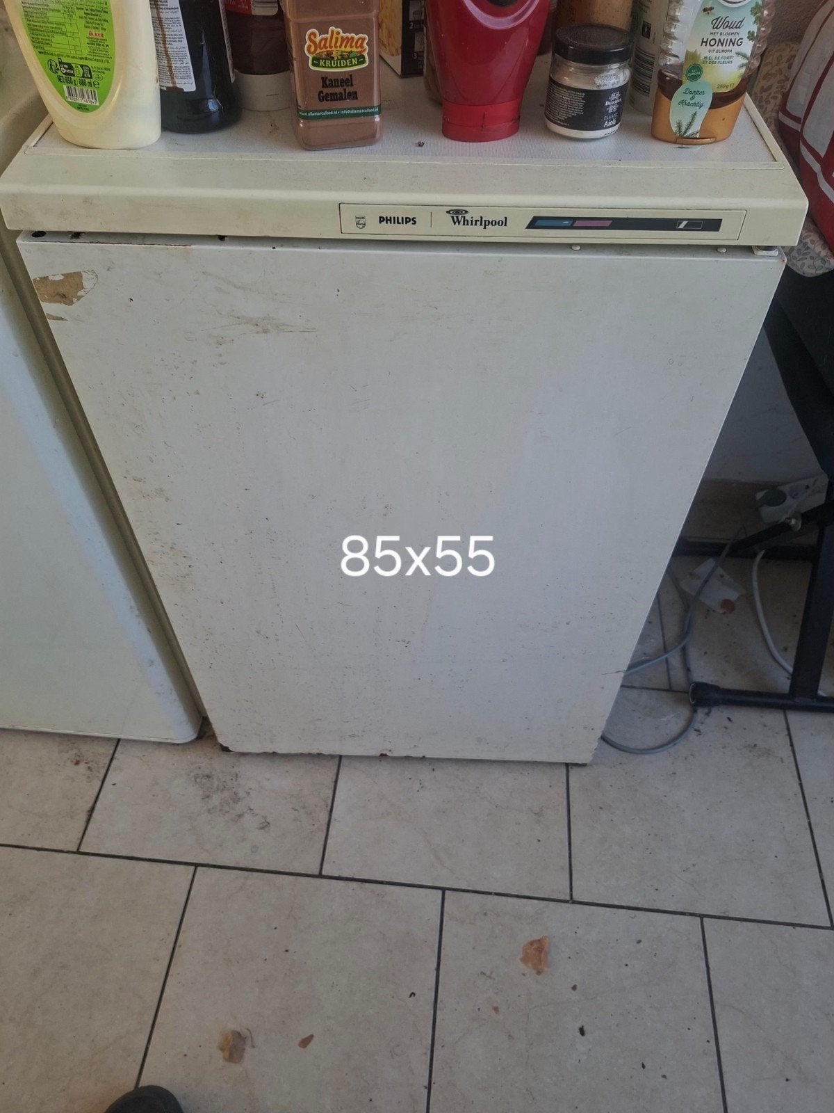 Goed koelende Philips Whirlpool koelkast (7 standen), Ophalen, Minder dan 60 cm