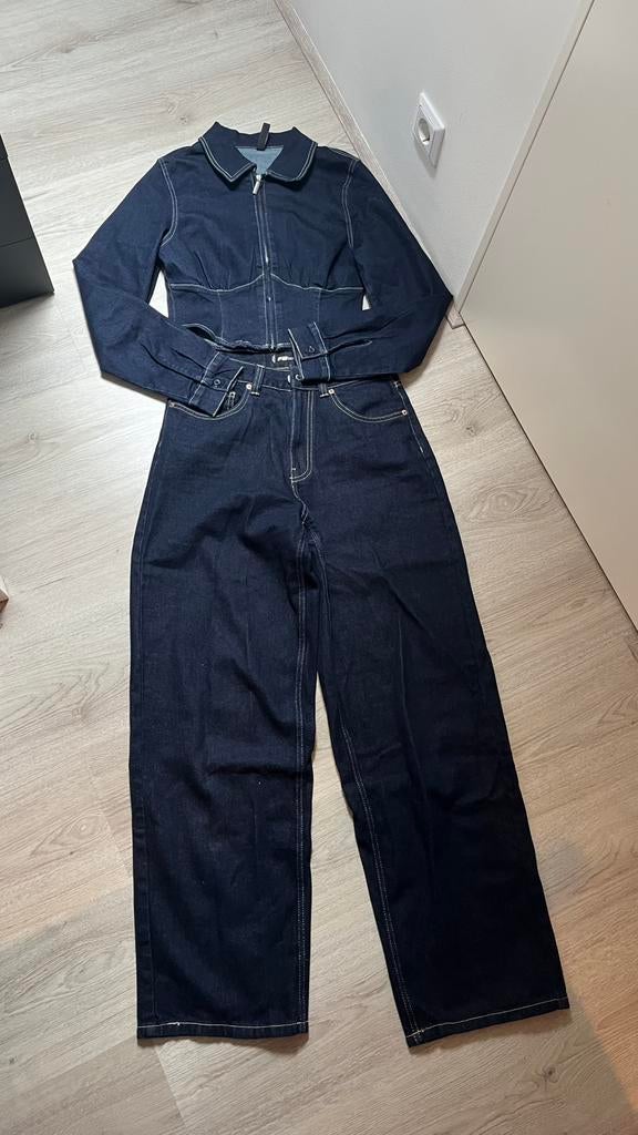 Spijkerpak dames, Kleding | Dames, Tops, Zo goed als nieuw, Maat 36 (S), Blauw, Lange mouw, Ophalen of Verzenden