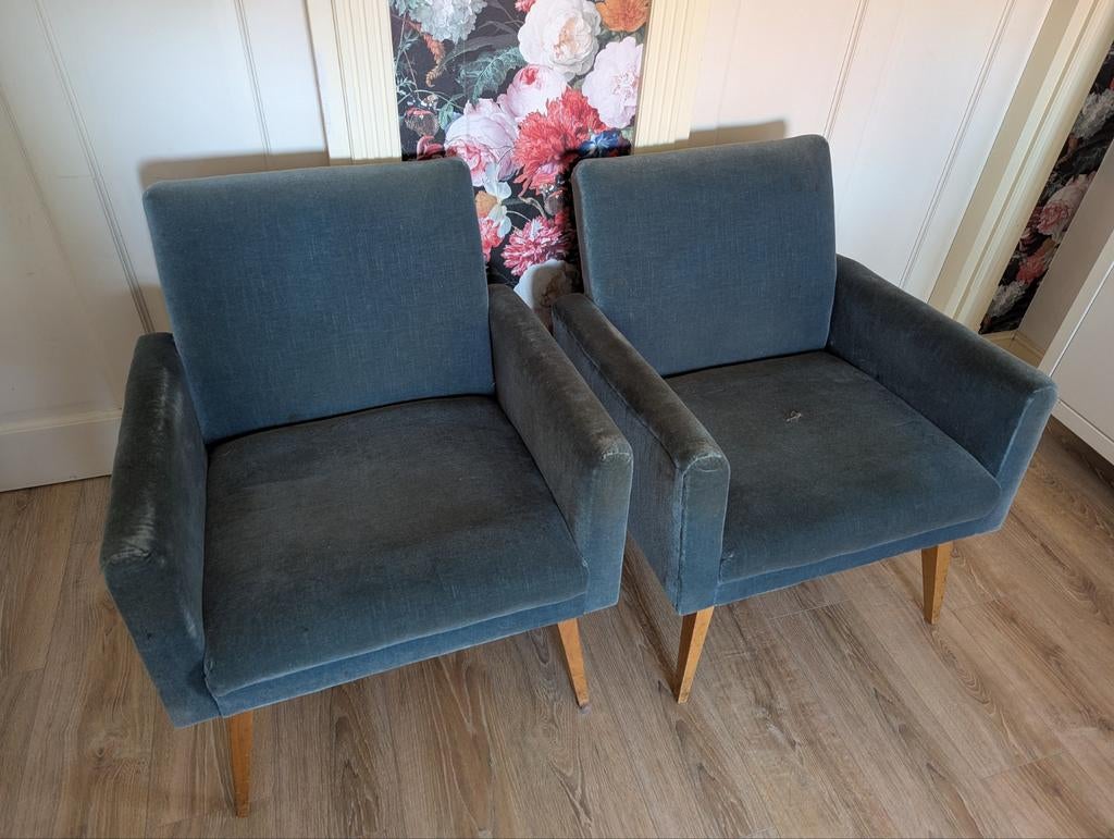 Twee vintage fauteuils mohair, Huis en Inrichting, Gebruikt, Twee, Overige kleuren, Vintage, Klassiek