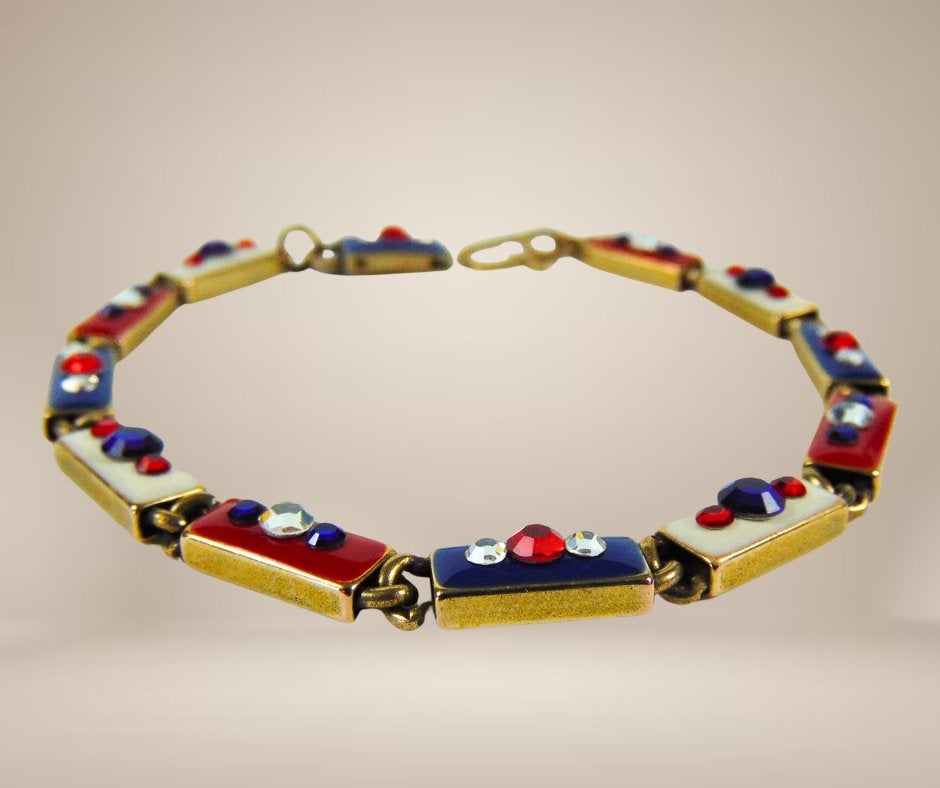 Mooie ANNE KOPLIK DESIGNS vintage email & kristal armband!, Sieraden, Tassen en Uiterlijk, Overige materialen, Overige kleuren