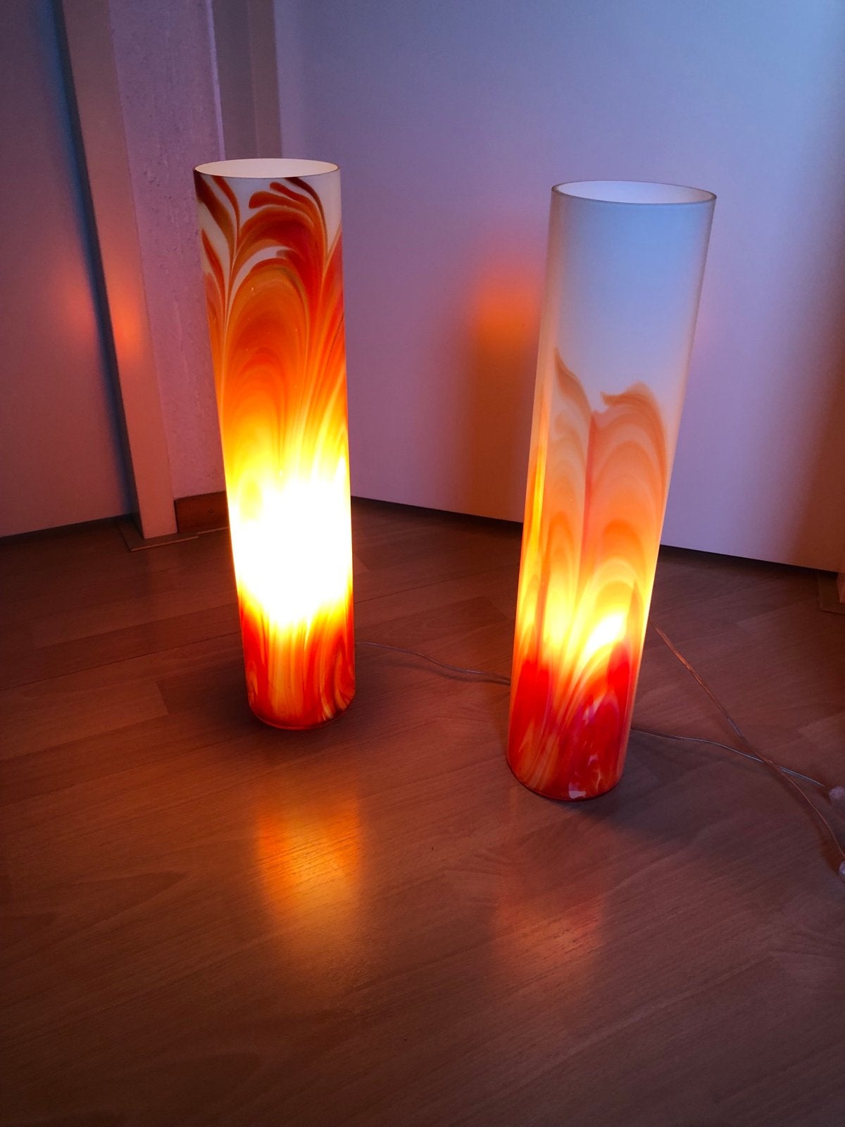 Set van 2 sfeervolle oranje/rode lampen, Ophalen, Gebruikt, 55 cm, E27 (groot)