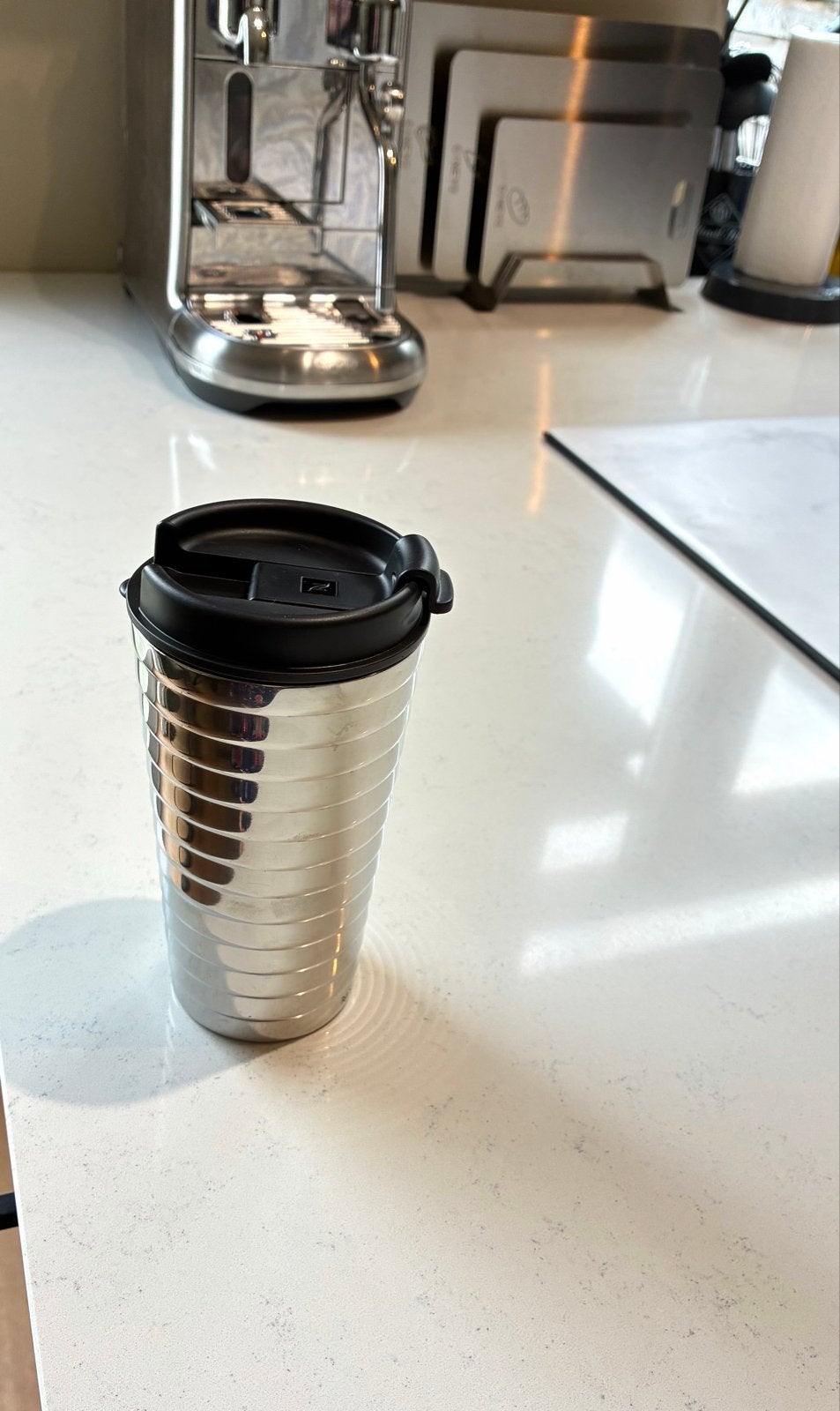 Nespresso Touch Travel RVS thermosbeker, Overige typen, Zilver, Ophalen of Verzenden, Zo goed als nieuw