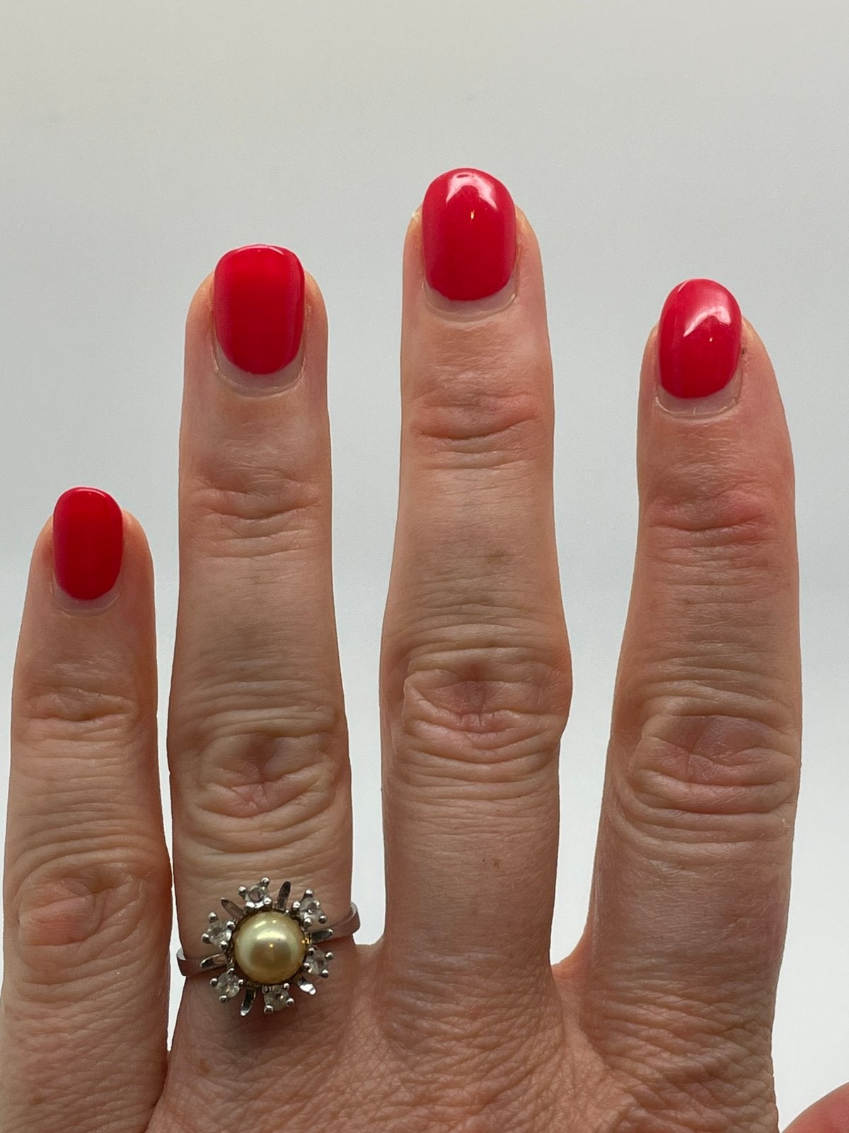E576 Prachtige zilveren ring parel saffier maat 17,25, Ophalen of Verzenden, Zilver, Ring, Met edelsteen