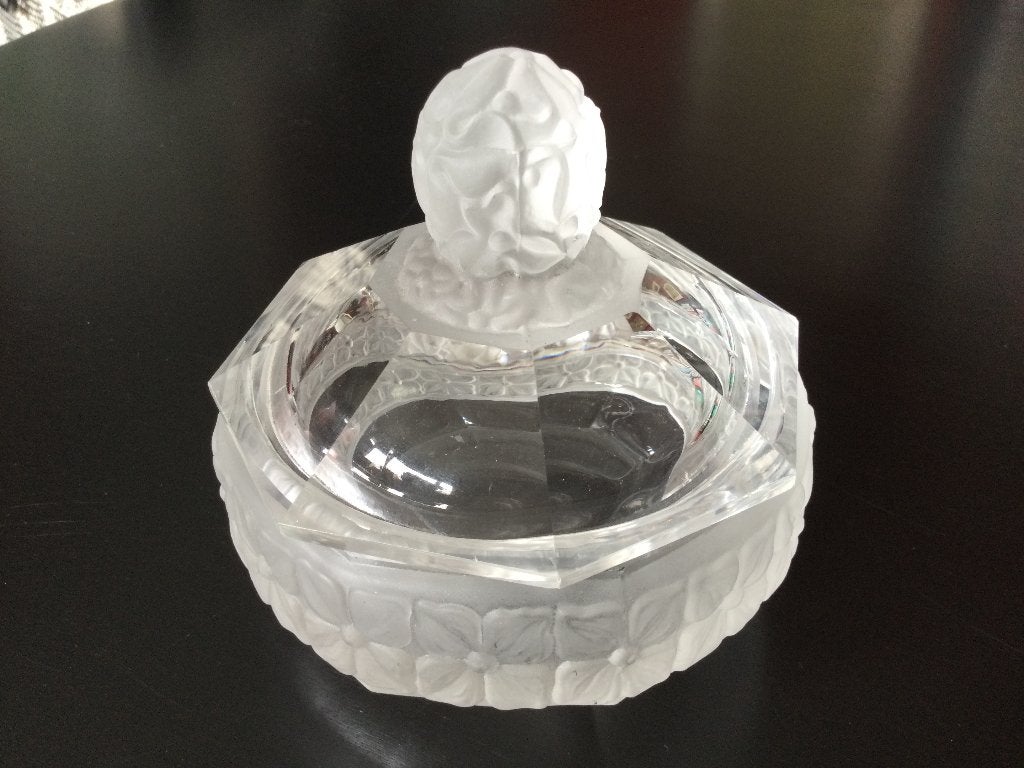 Antiek glazen dekseldoosje in Lalique-stijl, Antiek en Kunst, Antiek | Glas en Kristal, Ophalen of Verzenden