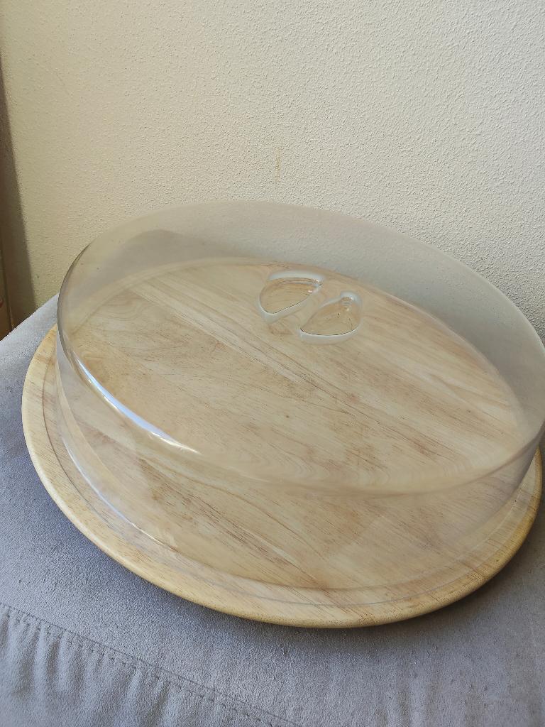 Houten Taartplateau met Stolp – Ø 45 cm, Ophalen of Verzenden, Zo goed als nieuw