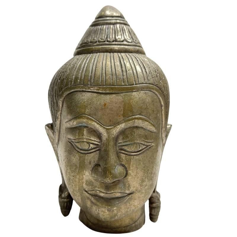 Boeddha hoofd – brons – Thailand – 19 cm, Overige herkomsten, Ophalen of Verzenden, Beeld, Brons