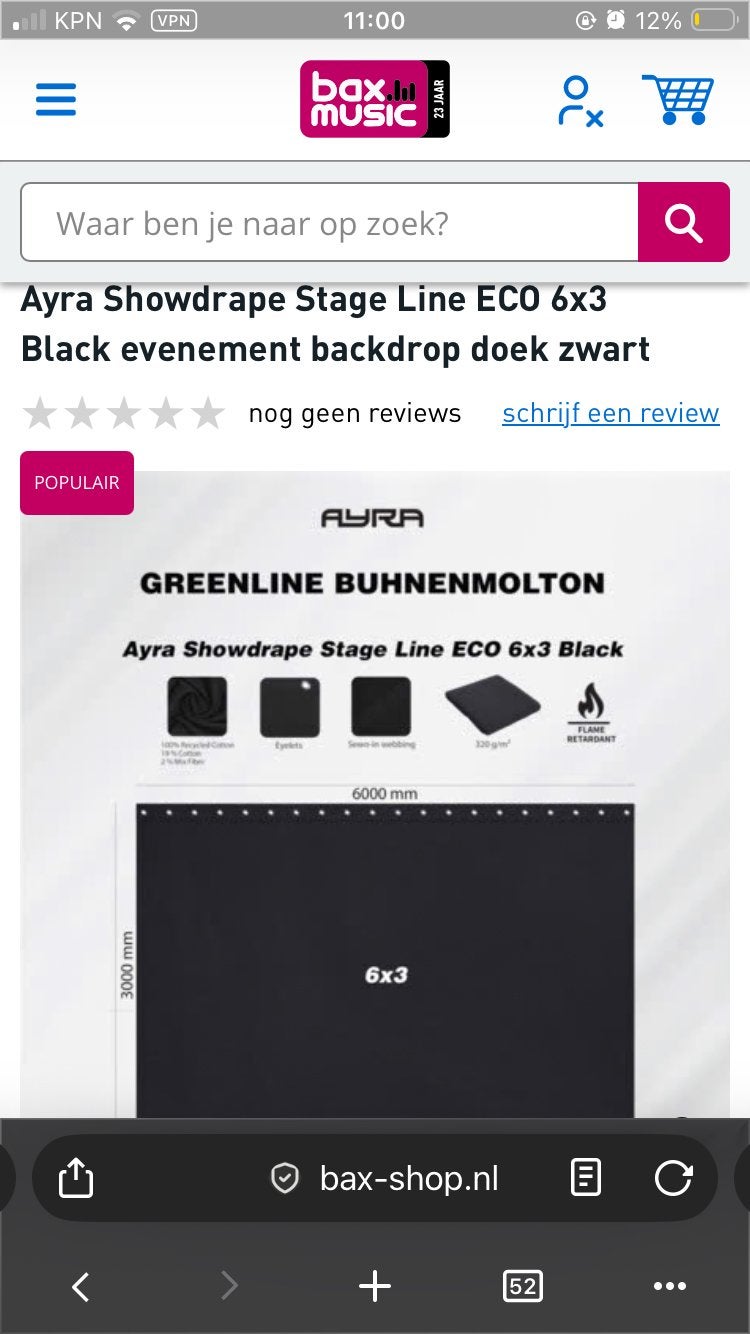 Backdrop podium zwart 6x3m, 120 cm of meer, Zwart, 200 cm of meer, Ophalen of Verzenden