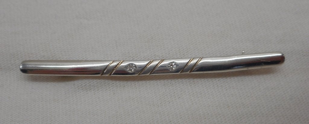 Zilveren modernist broche Teka met steentjes nr.283, 4 tot 7 cm, Verzenden, Zo goed als nieuw, Zilver