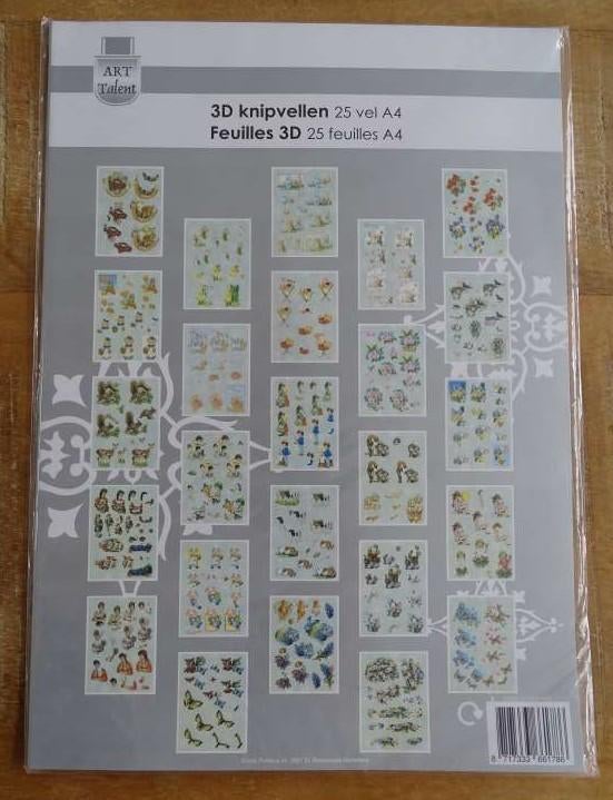 Set van 25 3d knipvellen om 50 kaarten te maken, groene set, Ophalen of Verzenden, Nieuw, Dieren, Knipvel