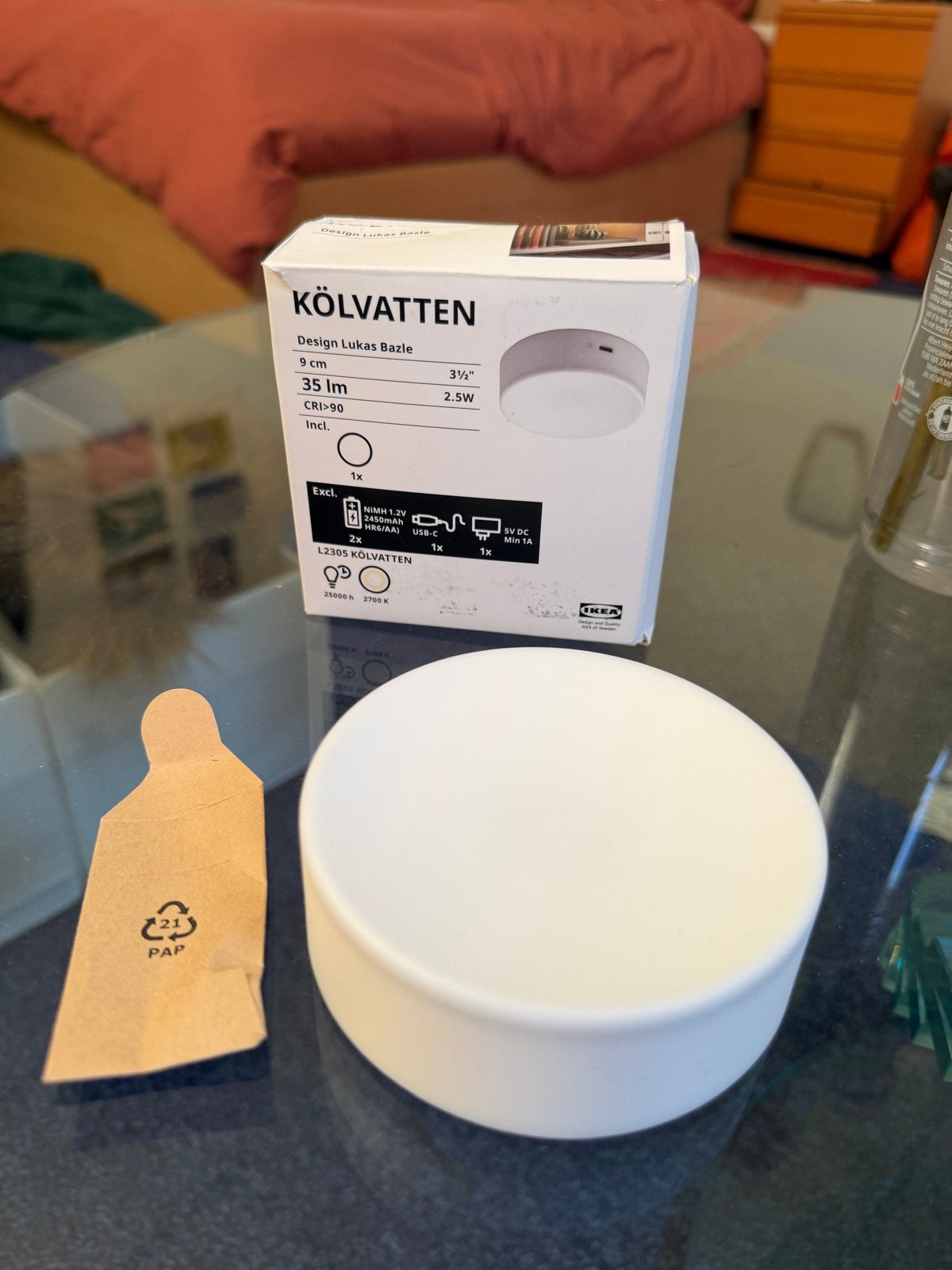 LED-lamp met sensor, USB-C oplaadbaar, Kunststof, Nieuw, Wit, Met sensor
