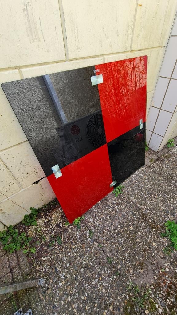 Retro tafel, glas en chrome, Ophalen, Rechthoekig, 75 cm of meer