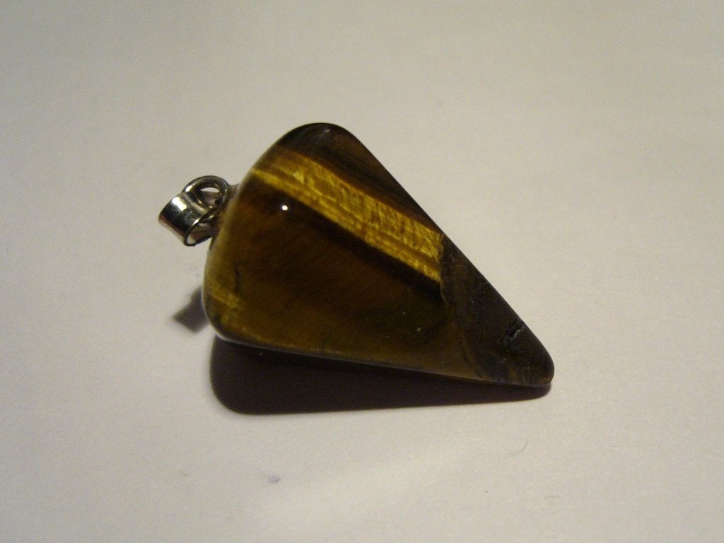 Pendel tijgeroog edelsteen mineraal hanger hangertje tijger, Ophalen of Verzenden, Zo goed als nieuw, Steen of Mineraal, Met edelsteen