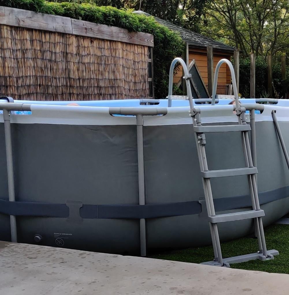 Zwembad Bestway Power Steel ovaal 488 x 305 x 107 cm., Ophalen, Gebruikt, 80 tot 120 cm, 300 cm of meer