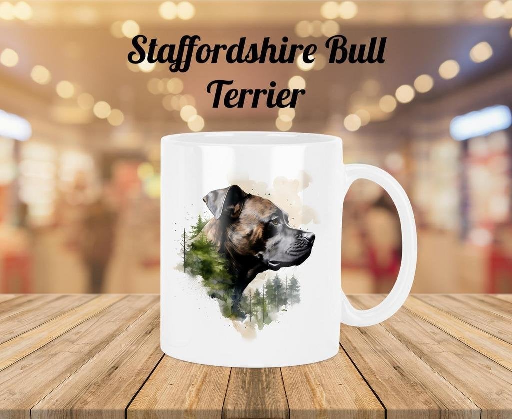 Staffordshire Bull Terriër profiel mok, Verzenden, Nieuw, Overige stijlen, Kop(pen) en/of Schotel(s)