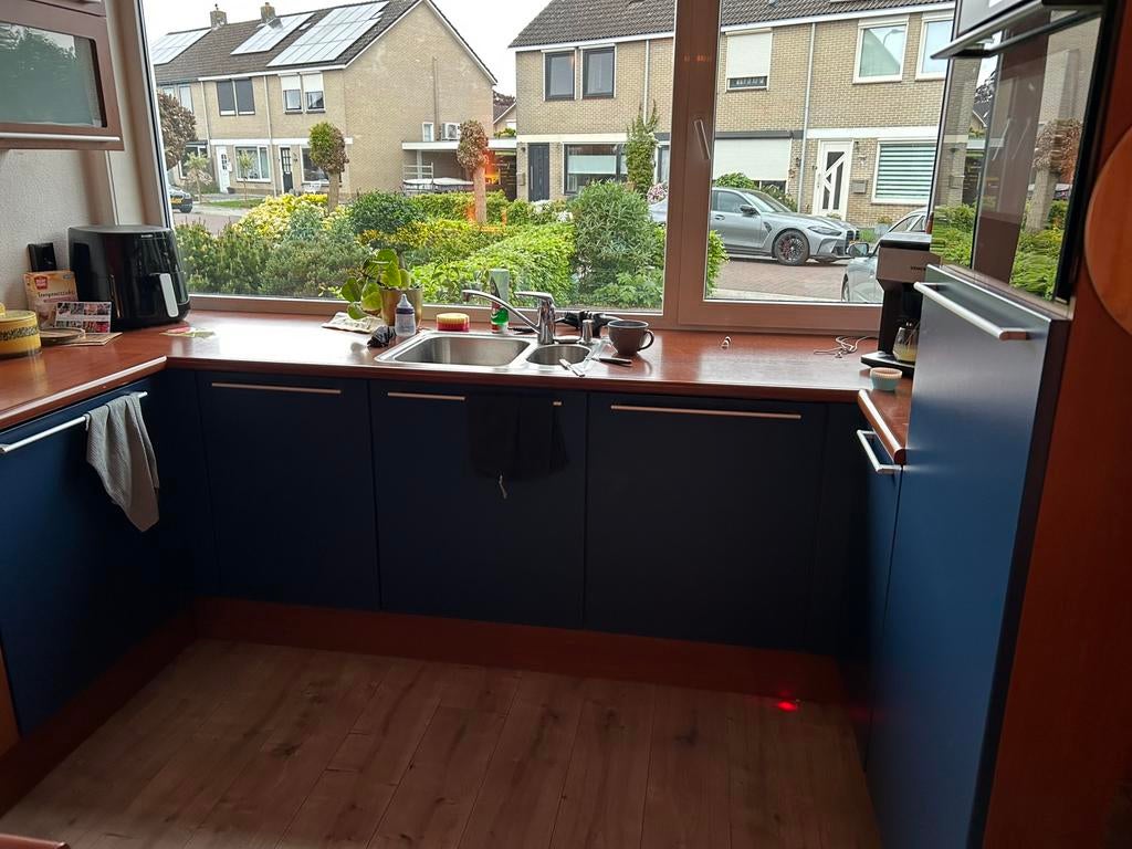 Keuken (G-vorm) eventueel inclusief enkele apparaten, Huis en Inrichting, Ophalen, Gebruikt, Blauw, Overige materialen