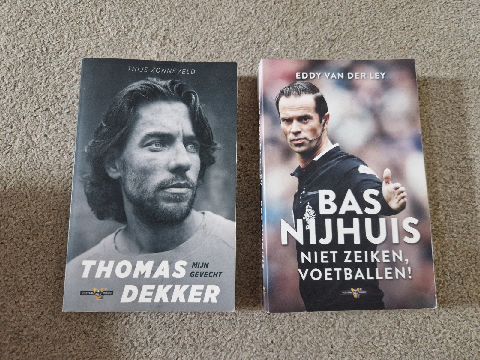 T Dekker Mijn Gevecht B Nijhuis Niet Zeiken Voetballen, Ophalen, Gelezen, Thomas Dekker, Thijs Zonneveld, Bas Nijhuis, Eddy van der Ley