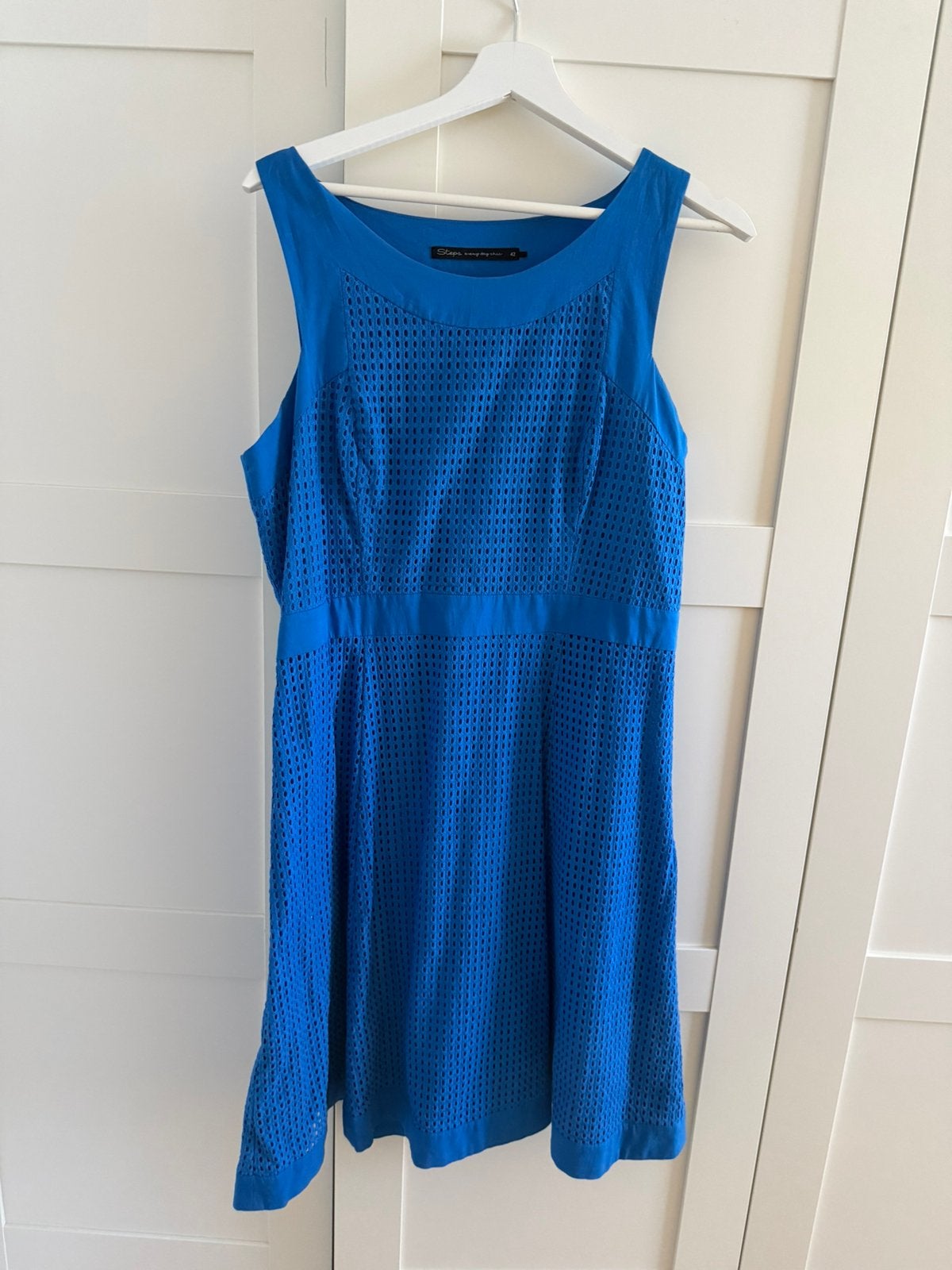Blauwe jurk Steps maat 42, 1x gedragen., Ophalen of Verzenden, Zo goed als nieuw, Maat 42/44 (L), Blauw